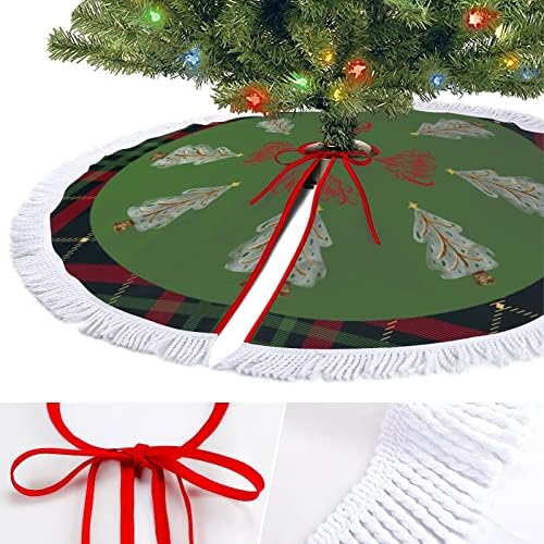 Saia de árvore de Natal com pestel de Natal Plaid 30 Treça de Natal Treça de Natal Tree