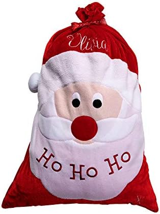 Santa Bag Nome/texto bordado personalizado - Presentes de Natal Presente Santa Sack - 20,5 x 28 polegadas DIY Santos