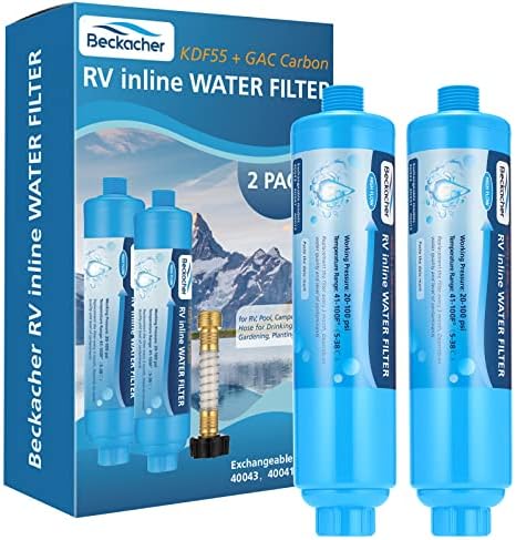 Filtro de água RV com protetor de mangueira flexível, KDF & GAC reduz o mau gosto, odores, cloro e sedimentos em água