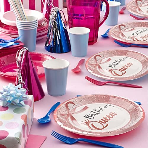 Conjunto de 24 Placas de Papel queen -size de 24 Placas descartáveis ​​de ouro rosa Placas de papel redondo de 9 polar Placas