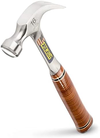 Hammer Estwing - Garra curva de 16 oz com rosto liso e garra de couro genuíno - E16C