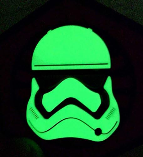 2,5 x 2,5 3d PVC Primeira ordem Gitd Glow in the Dark Stormtrooper Helmet Morale Hook/Loop Patch