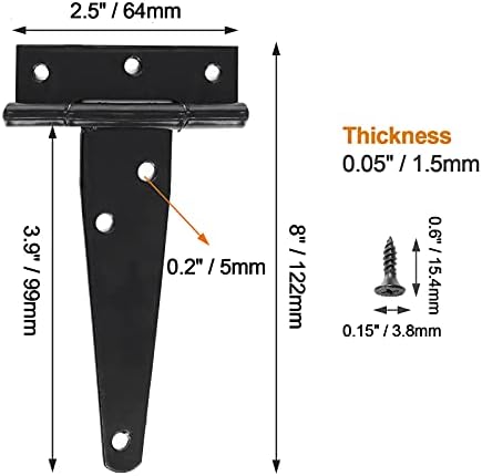 Seimneire 8pcs de 4 polegadas Torda T da porta de tira T, portão de serviço pesado dobradiças da porta de dobradiça da