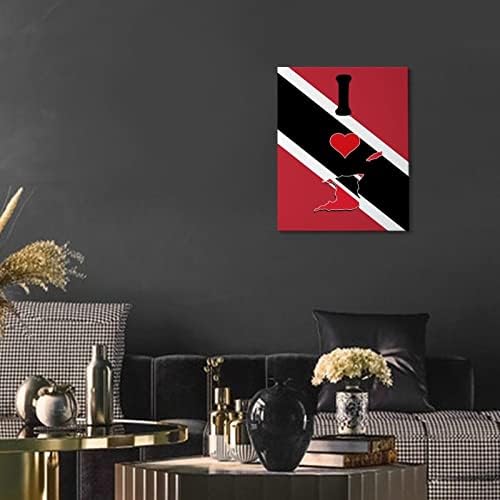A bandeira das impressões de lona de Trinidad e Tobago Eu amo meu país, Trinidad e Tobago Wall Art Pintura a óleo sobre