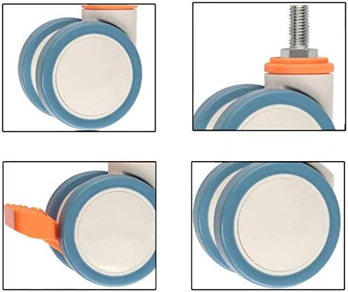 Rodas giratórias de poliuretano de poliuretano de serviço pesado Aliaoforz rodas de mobília de mobília de carrinho de mobília de mobília, 75 mm de roda dupla, haste rosqueada m12x25mm, para equipamentos de beleza médica, 4 pcs (universidade