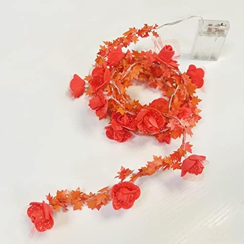 Sezrgiu Lace Artificial Rose Flower Flower Vine Garland Fairy String Battery Operada para o Dia dos Namorados Casamento de