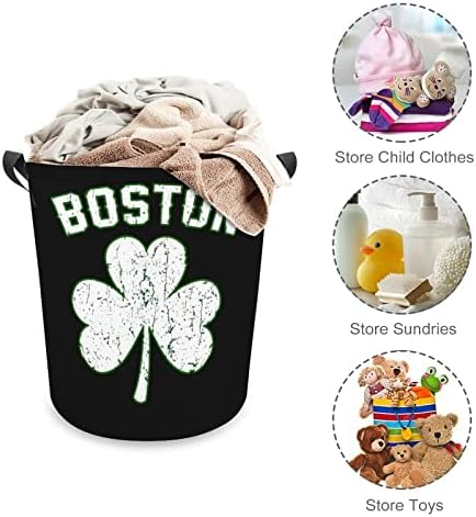 Boston Shamrock grande cesta de lavanderia à prova d'água cesto de lavanderia Organizador de brinquedos de cesta