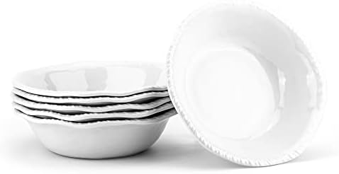 Tigelas de melamina de 8 polegadas de Koxin-Karlu, cereais e saladas de 32 onças, conjunto de 6 brancos