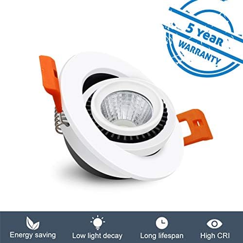 LED de LED de 2 polegadas YGS-TECH Downlight Dimmable, 3W Cob Tai Chi Spotlight, 3000k Warm White, CRI80, Luz de teto LED com driver