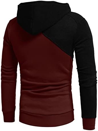 Mens Autumn e Winter Casual Stitching Contraste Ribom boca de manga comprida Lace para cima Sweater com capuz Sweater