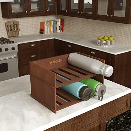 Marolen Wood Water Botty Organizador - Suporte de Waterbottle para bancadas de cozinha - Rack de armário de mesa - suporte de armazenamento