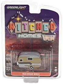 ModelToycars 1958 Catolac DeVille Travel Trailer, Gold - Greenlight 34110b/48 - 1/64 Diecast Model Model Toy Car