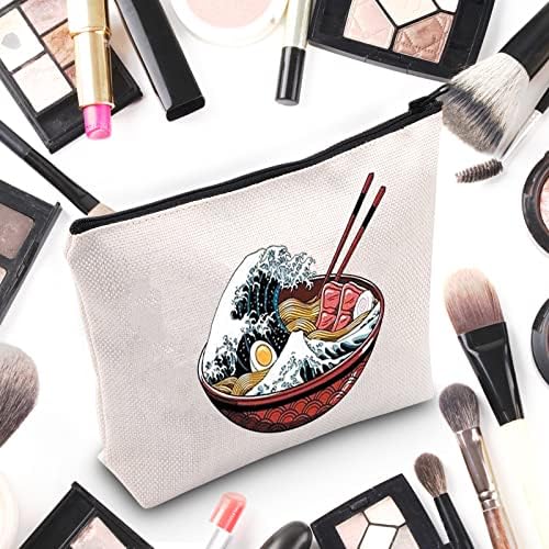 WZMPA Ramen Wave Cosmetic Makeup Bag Ramen Fã do presente Ramen Wave Art Makeup Zipper bolsa para família