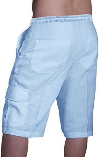 Shorts de carga rtrde para homens shorts de linho de algodão casual com várias bolsas de ginástica.