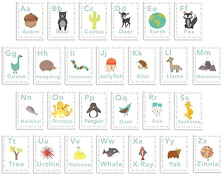Crianças Inspiram Design Inglês Alfabeto 08x10 polegada Cartões de parede de impressão, parede do alfabeto, nosso mundo, tema da