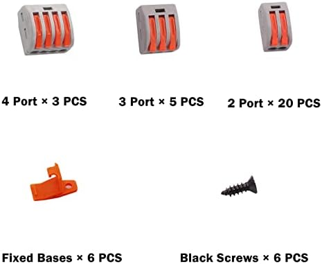 SUNXEKE 45 PCS Conectores de arame Kit de variedade de fios de fios de fios compactos Splicing Fiação rápida incluem 2 porta,