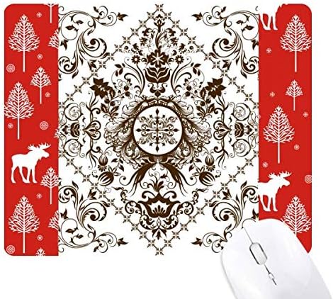 Flores Folhas Paralela Repita Ilustração Padrão de Natal Madeiras Florestas Deer Elk Mouse Pad