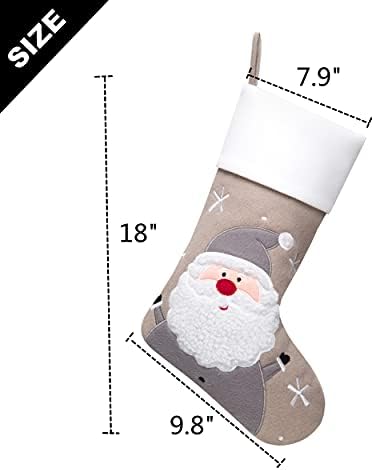 Misumis 4 PCs Grey Christmas meias para decoração de família Sacos de lã de decoração de Natal de 18 longos