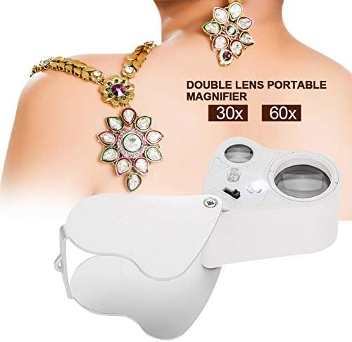 Lineca de joias, linencher de lente dupla de tamanho de 20x 60x de tamanho duplo com LED para jóias carimbos de diamante