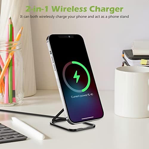 Keekit 2 em 1 carregador sem fio, estação de carregador de mesa dobrável, 15W Fast Wireless Aluminium Lhloy Charging Pad