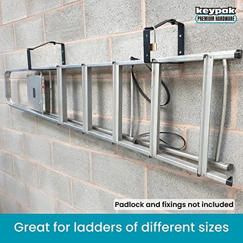 Keypak ST0555B 2 pacote universal lastrelable ladder rack suportes de rack de armazenamento seguro, preto, 170 x 235 x 30 mm