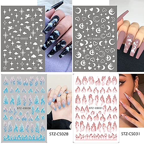 30 lençóis adesivos de unhas brancas e 188 lençóis adesivos coloridos