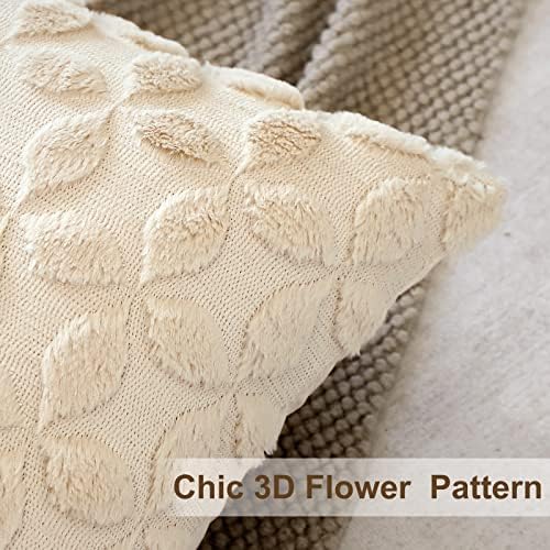 Conjunto otostar de 2 macush lã de lã curta Tampas de travesseiro decorativo com almofada de padrão de flores 3D