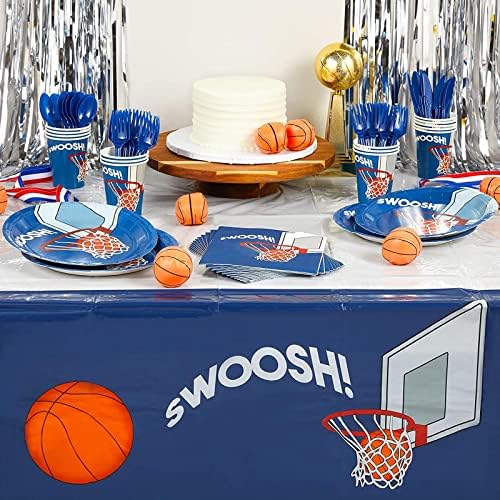 Toalhas de mesa de basquete de panda azuis, suprimentos de festa temáticos de esportes