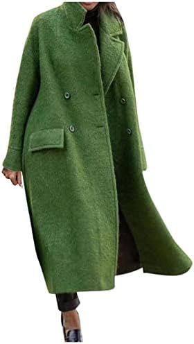 Favoritos de outono feminino 2022 Moda Color Sólida bolso de bolso comprido Lapel de lã de lã sobretudo casaco de inverno roupas