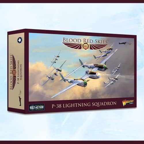 Wargames entregues - céu vermelho de sangue, P -38 Lightning Squadron Miniatures 28mm, 6 aeronaves, 6 bases, 8 cartões, folha