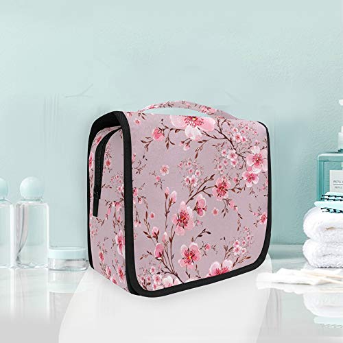 Alaza rosa Flor Floral Blossom Viagem Bolsa de higiene pessoal pendurada em estojo multifuncional Organizador de bolsa de maquiagem