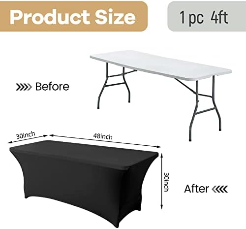 Azon 4 pés de mesa de spandex de 4 pés de 4 pés de mesa de comprimido de cozinha resistente a rugas e comprimidos de