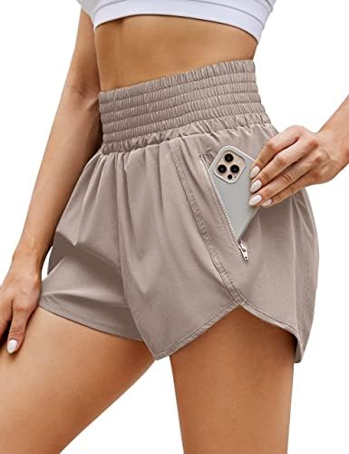 Geléia florescendo shorts de cintura super alta com cintura rápida cintura elástica seca shorts de treino atlético com bolso com