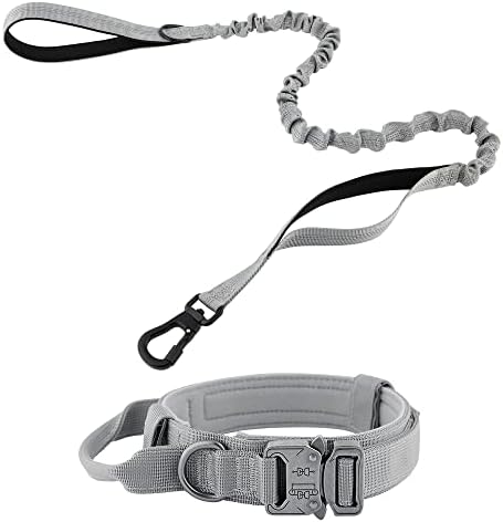 Plutus Pet Tactical Tactical Dog Collar, macio acolchoado, ajustável com fivela de metal pesado, colar de cachorro militar com