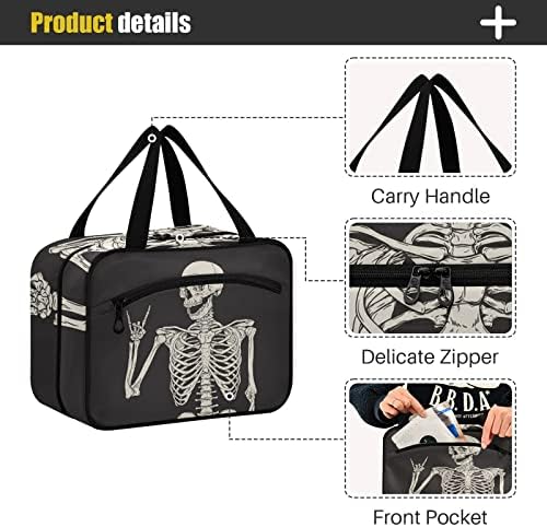 Sinestour Human Skeleton Skull2 Bolsa de higiene pessoal para mulheres Organizador de bolsa de maquiagem de viagem com sacos de cosméticos