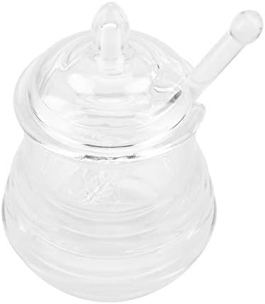 Jarra de mel Tyenaza com dipper e vidro de tampa, dispensador de benfeitora de adiamento resistente ao calor de 8 onças para loja
