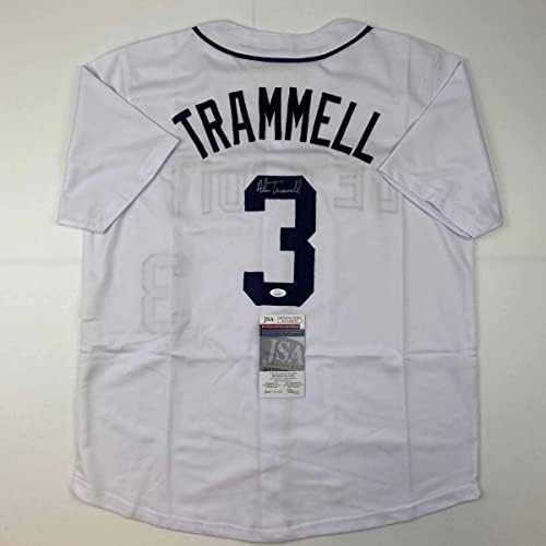 Autografado/assinado Alan Trammell Detroit White Baseball Jersey JSA COA