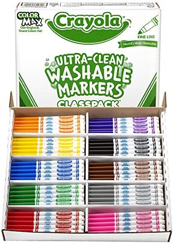 Crayola Ultra Clean Washable Markers Classpack, marcadores a granel para salas de aula, material escolar para crianças, 10