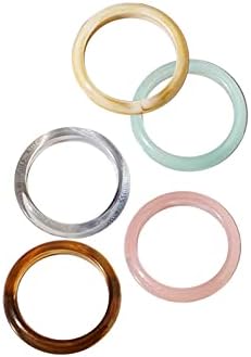 3-5pcs minimalismo anel redondo anel vintage de vidro de vidro de melhor amigo rings ringas de jóias estéticas retrô de jóias empilháveis