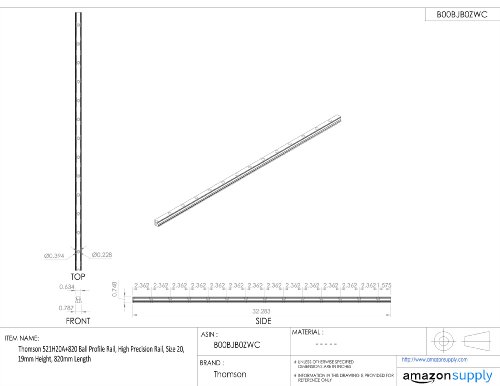 Thomson 521h20a+820 Rail de perfil de esferas, trilho de alta precisão, tamanho 20, 19 mm de altura, 820 mm de comprimento