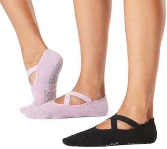 Tavi Noir feminino Chloe Non Slip Socks 2 Pack -grip Barre, dança, meias de ioga