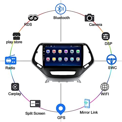 Cesuny 10 Android 10.0 Rádio estéreo de carro com CarPlay DSP 8 núcleo para Jeep Cherokee 2013-2018 UNIDADE DE CABEÇA Bluetooth