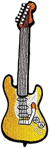 Kleenplus 3pcs. Desenho animado de guitarra elétrica amarela infantil de ferro em patches guitarra moda moda bordada motivos de apliques