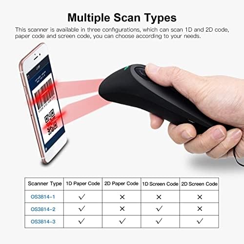 ZCX portátil 3-em 1 Scanner de código de barras Handheld 1D Código de barras Leitor, Código da tela de conexão USB Scanner de