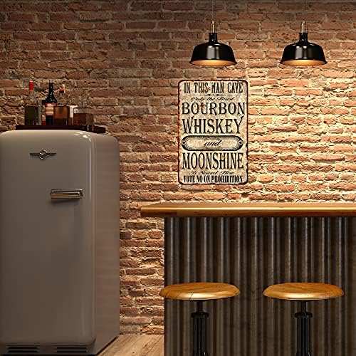 Man Cave Bourbon Whisky & Moonshine Restaurant Sign Signs Rustic Wall Decor Sinais