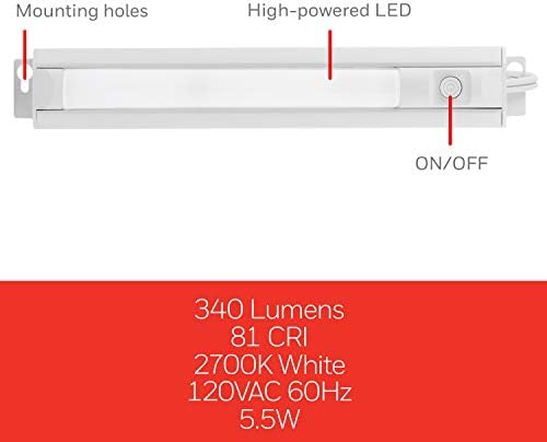 Ultrapro 10in. LED acessório, sob luz do gabinete, 2700k Warm White, 340 lúmens, armário, cozinha, plugue plano, 44127