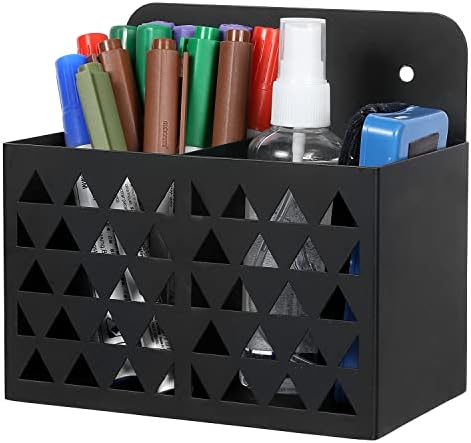 Mygift Modern Modern Black Metal Metal Dry Erase marcador de marcador com design de recorte de triângulo, 2 compartimento