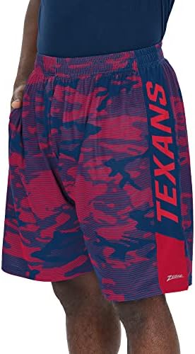Shorts leves masculinos da Zubaz NFL com linhas de camuflagem, logotipo da equipe e Wordmark