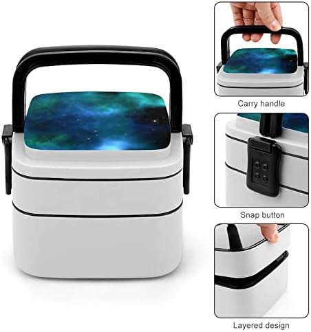 Ruang Bintang Alam semesta dupla empilhável Bento Lunch Box Container para viagens de piqueniques no trabalho escolar