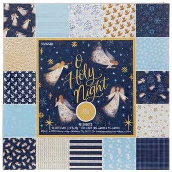 Oh noite de noite de Natal Angels Natividade Angels Foil Paper Stack Pad - 48 folhas